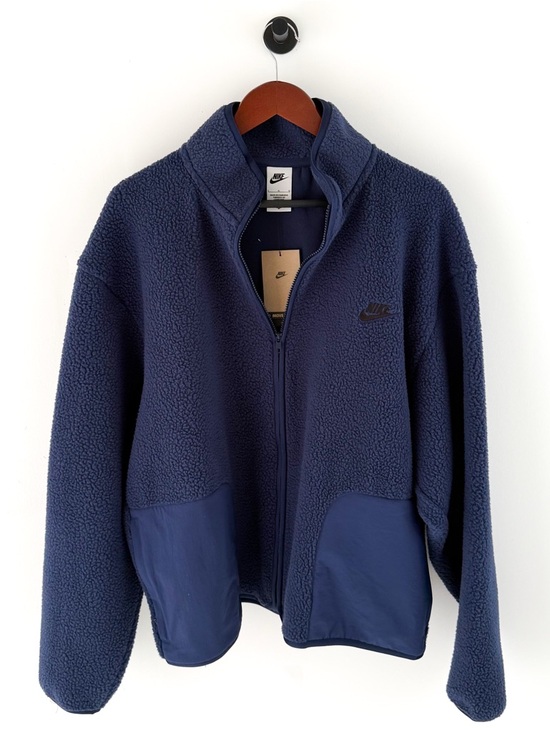 Nike Other - New Nike Sportswear Club Sherpa Fleece Jacket Men's Navy Blue Size L Oversized